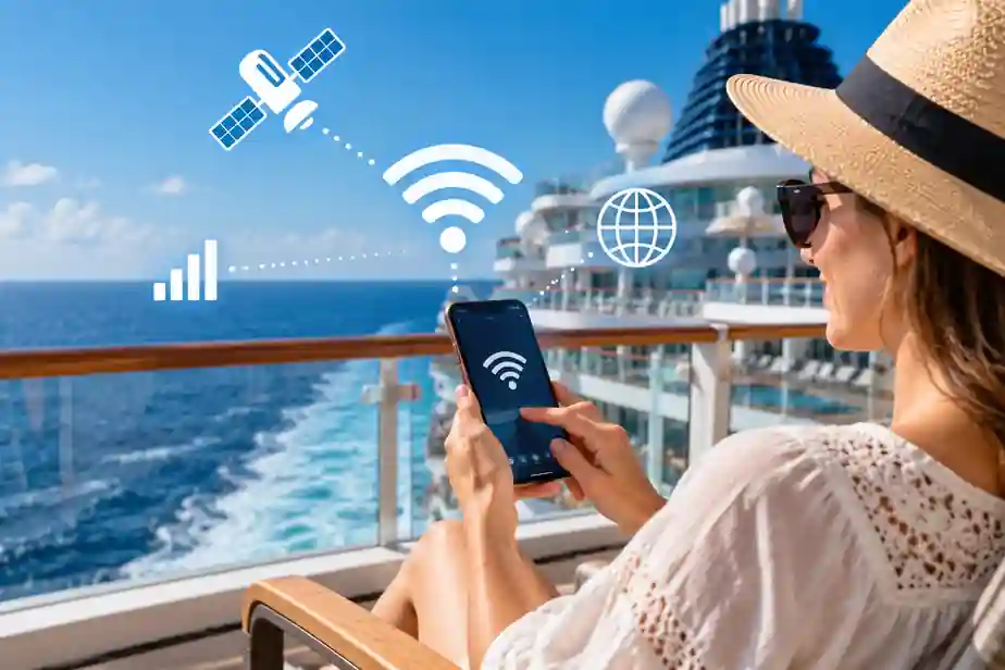 Използване на Wi-Fi и интернет на круизен кораб в открито море